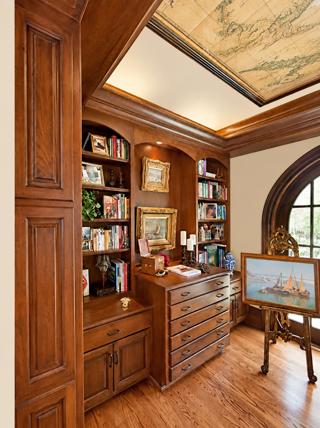 Detailed custom wood cabinetry made by Black Oak Woodworks